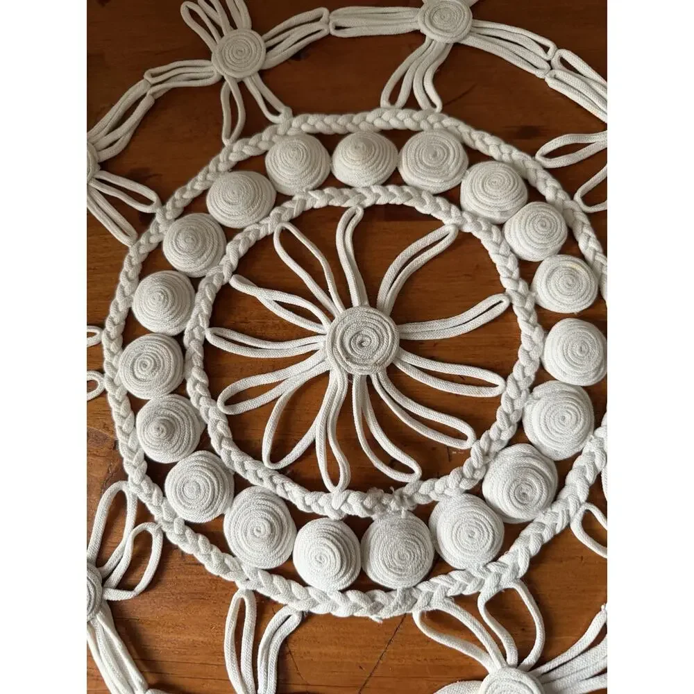 Vintage Macrame Mandala Off White Wall Decor Boho Lace Doily Romanian Style